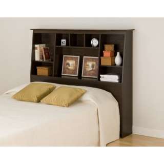 Bedroom Black King Size Storage Bookcase Bed Headboard  
