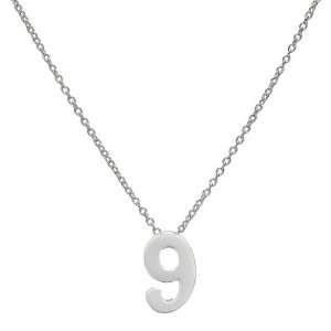  Lucky Number 9 Charm Necklace   Silver Tone Matte Final Sale 
