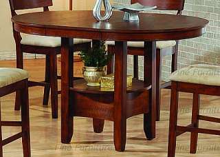 5Ft Oak Oval 42” Round Bar Dining Table w/ Leaf & Shelf  