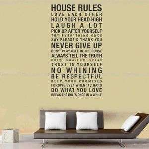 House Rules Wall Paper&Art viny Motto Removable Sticker YW10 high:120 