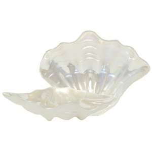   Glass Pearl Color Scallop Shell Large Bowl 15 D