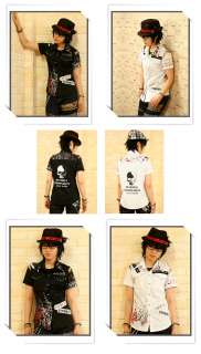 punk pirate rock japan costumes short sleeve shirt  
