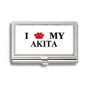  Akita Paw Love My Dog Business Card Holder Metal Case 