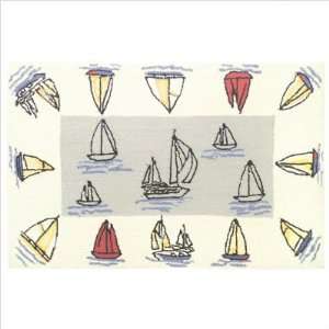   Sail Away White / Blue Kids Rectangular Rug Size: 110 x 210 Home