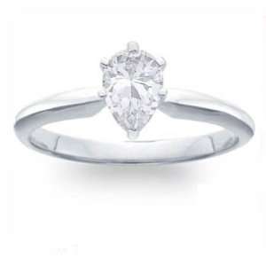  Si 0.50Ct Pear Diamond Solitaire Engagement Ring 14K Gold 