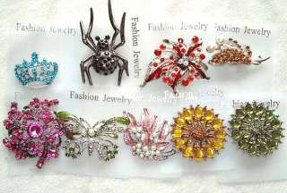 Wholesale 9Pcs Mixed Styles Plastic Bead Metal Brooches  
