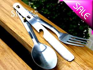 Camping Stainless Steel Nesting Knife Fork & Spoon Kit  