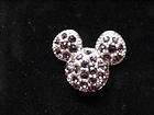 Green Mickey Mouse w Swarovski Crystal Brooch Pin H801