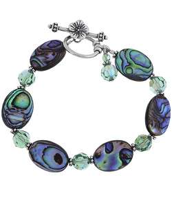   Life Sterling Silver Paua Shell and Crystal Bracelet  Overstock