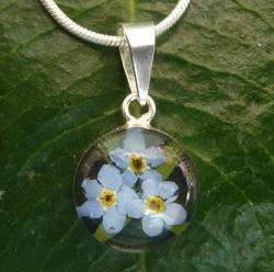 Sterling Silver Forget Me Not Flower Necklace (Mexico)  