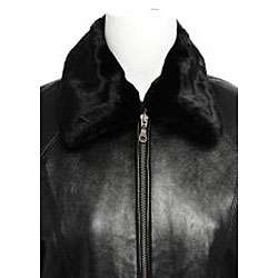 Nuage Womens Faux Fur Collar Leather Jacket  Overstock