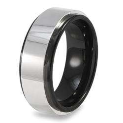 Mens Tungsten Black Ceramic Ring (8 mm)  