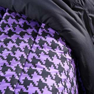 Purple/ Black Houndstooth King size Comforter Set  