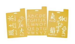 ASIAN STENCILS Alphabet Symbols Scrapbooking Peace Earth Wind 