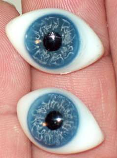 Fantastic FRENCH Antique Blue Glass Paperweight Eyes 19mm long 10mm 