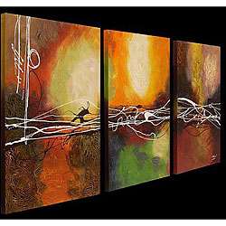 Hand painted Oil Abstract Canvas Art (Set of 3)  Overstock
