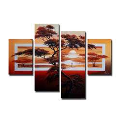 The Moment 4 piece Hand painted Canvas Art Set  