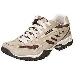 Skechers Mens Target Brown Leather Athletic Shoes  