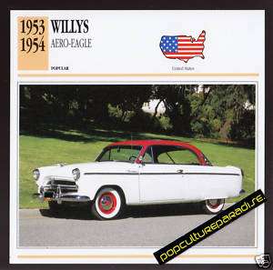 1953 1954 WILLYS AERO EAGLE Car PICTURE SPEC INFO CARD  