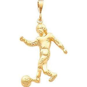 14K Gold Diamond Cut Soccer Player Charm Jewelry