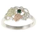 Sterling Silver and Black Hills Gold Created Emerald Ring 