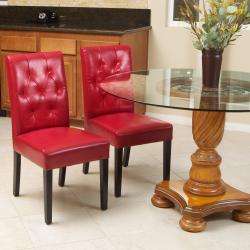 Gentry Bonded Leather Red Dining Chair (Set of 2)  