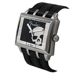 Fender Mens Black Gothic Silver Skull Watch  Overstock