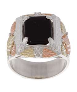 Mens 14 kt Black Hills Gold on Silver Onyx Ring  Overstock