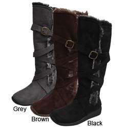 Adi Designs Womens Faux Fur Microsuede Boots  Overstock