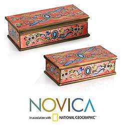    painted Glass Red Passion Jewelry Boxes (Peru)  