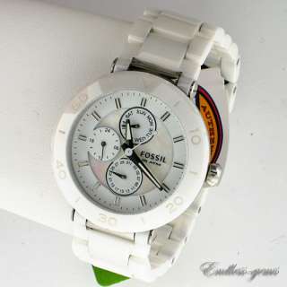 Fossil White Dial White Ceramic Multifunction Womens Watch CE1000 