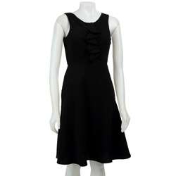 Calvin Klein Womens Ruffle front Crepe Dress  