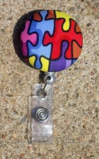 Colorful AUTISM Puzzle~Retractable ID BADGE Holder Reel  