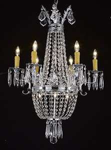   CRYSTAL CHANDELIER LIGHTING SILVER CEILING SHADE LAMP FIXTURE 9LTS