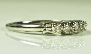   14k White Gold 1/3ct F VVS Old Cut Diamond Wedding Set Ring 5g  