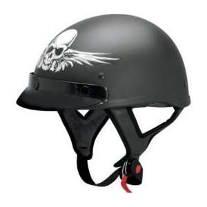 AFX FX 70 Beanie Helmet, Flat Black Skull, Size Lg, Primary Color 