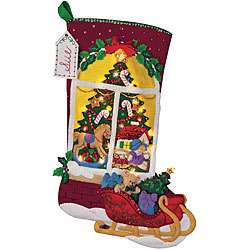 Christmas Tree Window Felt Applique Stocking Kit  Overstock