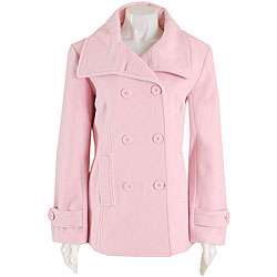 Black Rivet Womens Pink Button front Wool Peacoat  