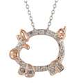 Silver and Rose Gold 1/10ct TDW Diamond Pig Necklace (I J, I3)