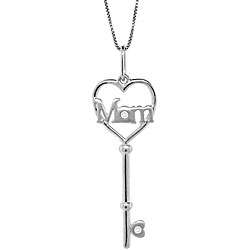 Sterling Silver Diamond Accent Mom Key Necklace  Overstock