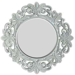 White Orchid Round Mirror in Glossy White