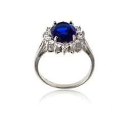   Preciosa Sterling Silver Blue and Clear CZ Diana Ring  