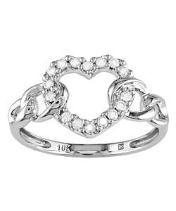 10k White Gold 1/5ct TDW Diamond Heart Ring (I J,I2 I3)   