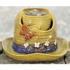   Waters Tabletop Water Fountain   Straw Garden Hat