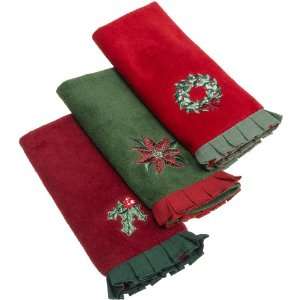  DII Holiday Greenery Embroidered Guest Towel, Set of 3 