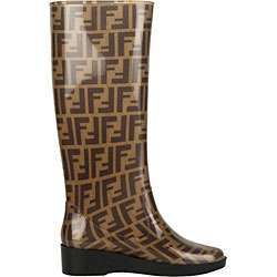 Fendi Womens Brown Zucca Rubber Rain Boots  Overstock