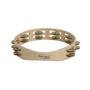  Row Wooden Tambourine with Bright Brass Jingles Musical Instruments