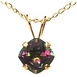 10k Yellow Gold Square cut Mystic Fire Topaz Necklace  Overstock