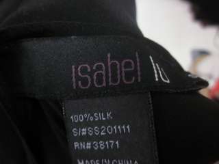 ISABEL LU Blk Silk Button Down Long Sleeve Blouse Sz S  