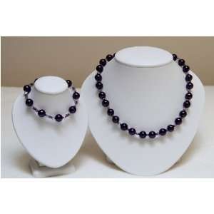  Dark purple glass beads with light purple Czech Beads 